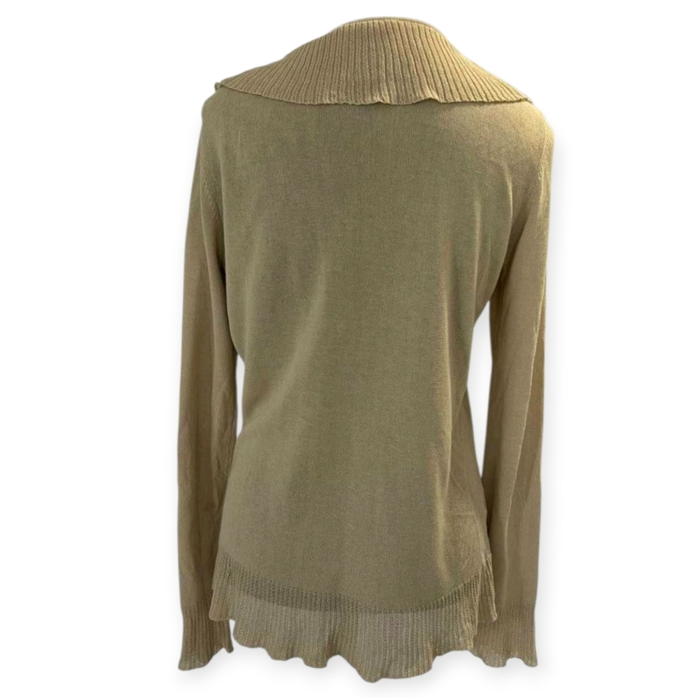 🌟BCBGMaxAzria Beige Ruffle Cardigan - Picture 2 of 3
